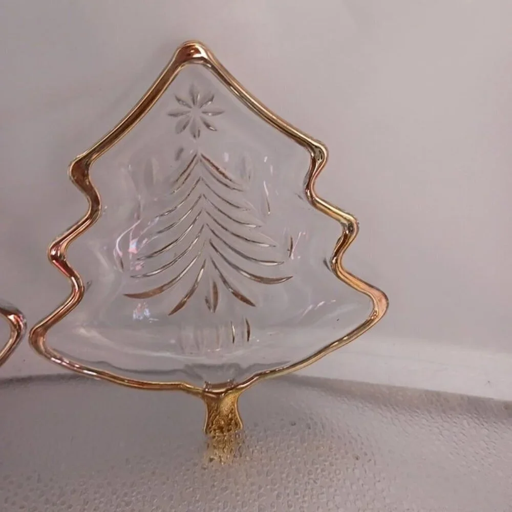 Mikasa crystal christmas tree candy dishes set of 2